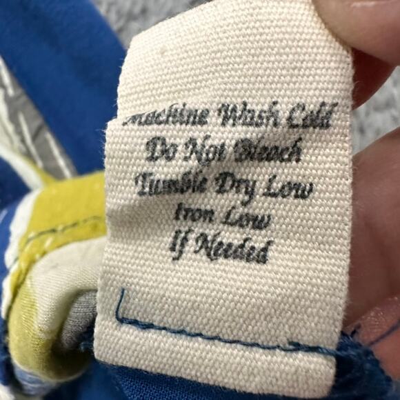 Mine NWOT Women's Large Blue Yellow Tunic‎ Short Sleeve Top Elastic Waist - Picture 8 of 8